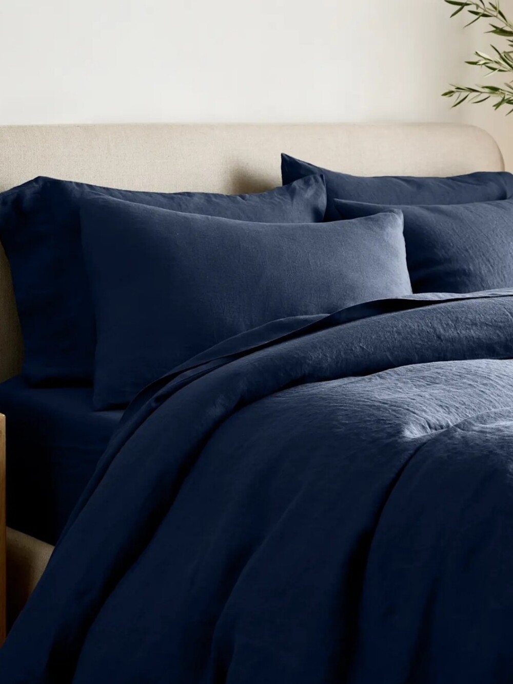 Quince European Linen Duvet Cover Full Queen Navy 100% Linen EUC - Picture 2 of 8
